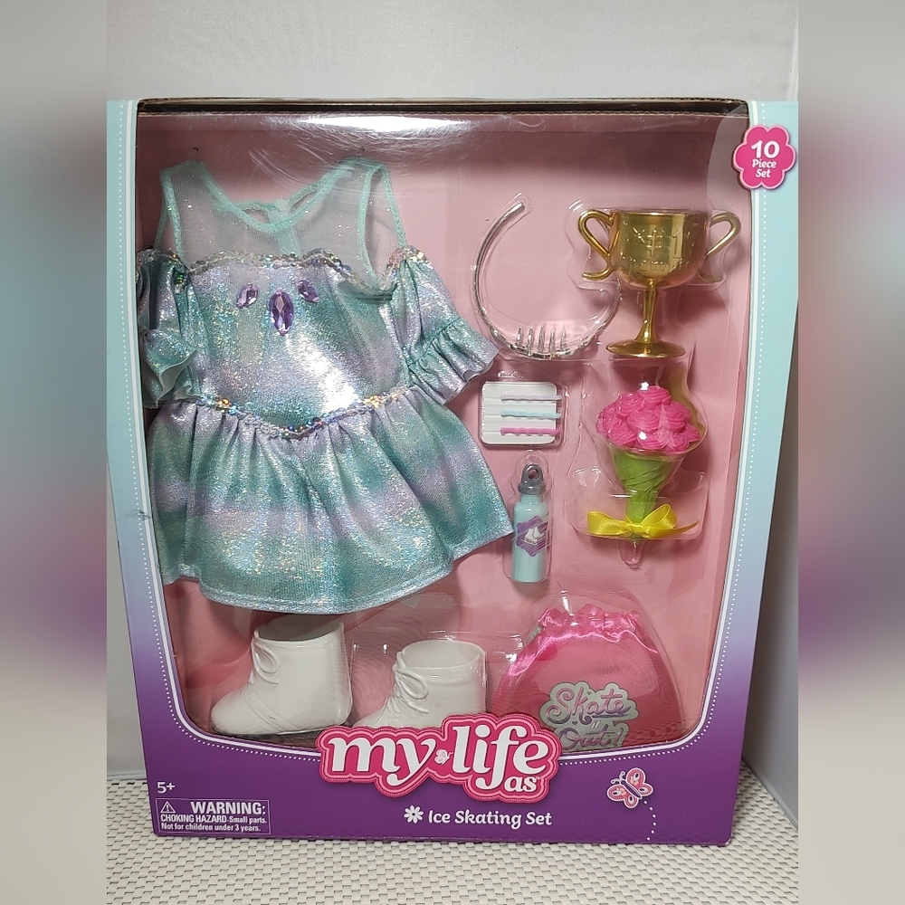 My Life As Ice Skating Set 10pc Fits 18" Doll NWT